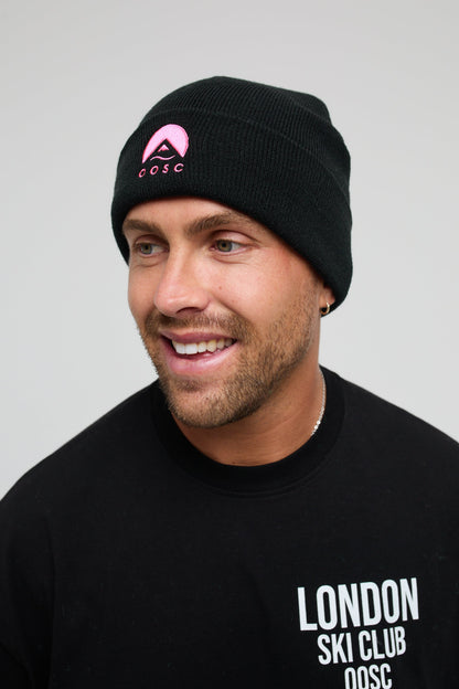 Classique Beanie - Black with Pink Logo