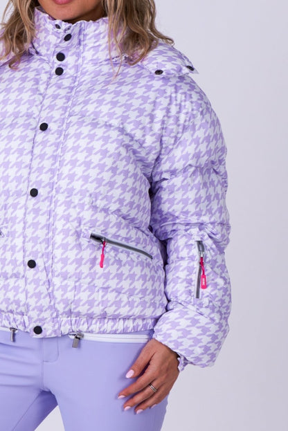 Chic Puffer Jacket - Purple Houndstooth - OOSC Clothing