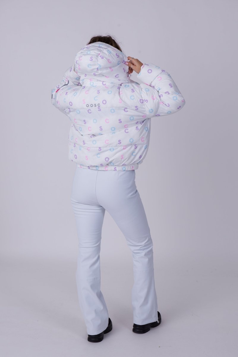 Chic Puffer Jacket - White OOSC Print - OOSC Clothing