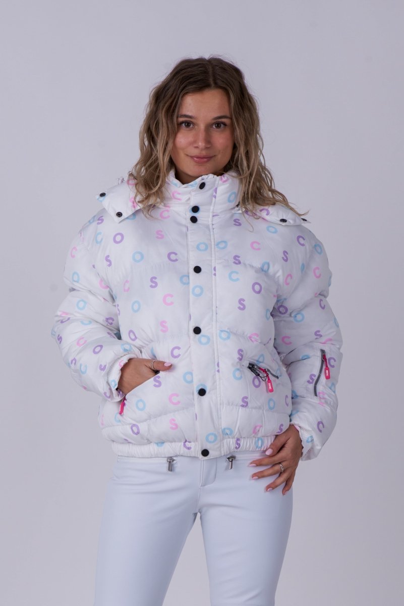 Chic Puffer Jacket - White OOSC Print - OOSC Clothing